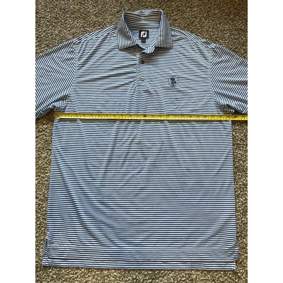 FootJoy FJ Golf Polo Shirt Blue White Stripe Stretch The Plantation Men's Size L - Picture 8 of 10